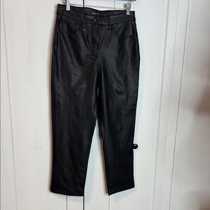Reitmans 6 Petite Signature Black Faux Leather Look Pants